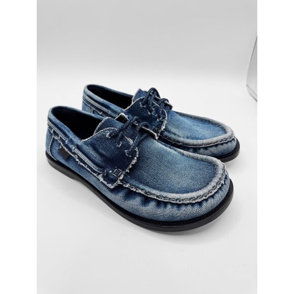 Loewe Campo Boat Shoes in Washed Denim Blue - Picture 2 of 12